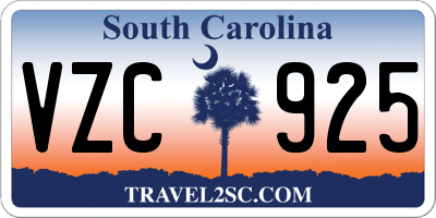 SC license plate VZC925
