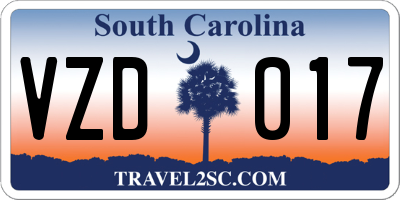 SC license plate VZD017