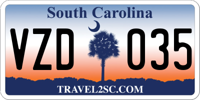 SC license plate VZD035
