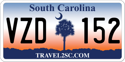 SC license plate VZD152