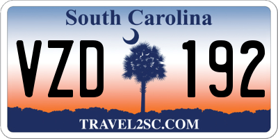 SC license plate VZD192