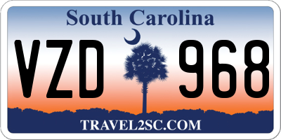 SC license plate VZD968