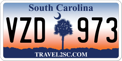 SC license plate VZD973