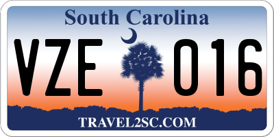 SC license plate VZE016