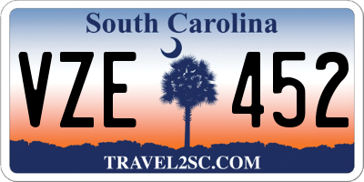 SC license plate VZE452