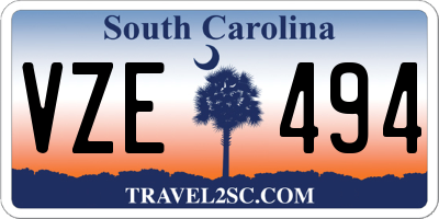 SC license plate VZE494
