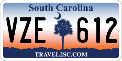SC license plate VZE612