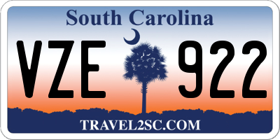 SC license plate VZE922