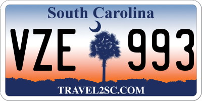 SC license plate VZE993