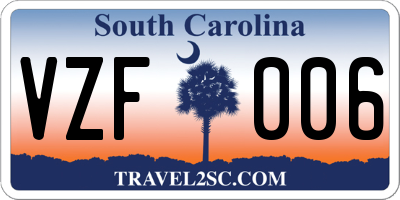 SC license plate VZF006