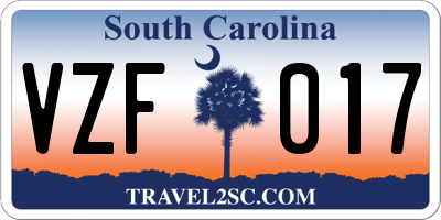 SC license plate VZF017