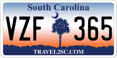 SC license plate VZF365