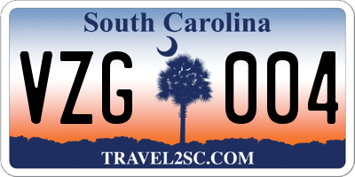 SC license plate VZG004