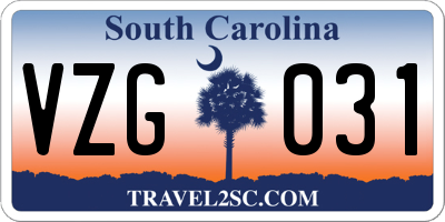SC license plate VZG031