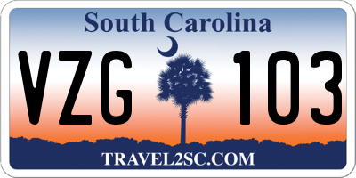SC license plate VZG103