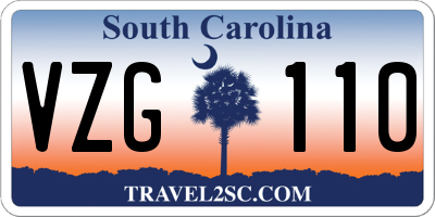 SC license plate VZG110