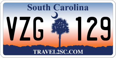 SC license plate VZG129