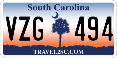 SC license plate VZG494