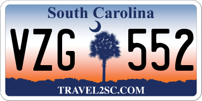 SC license plate VZG552