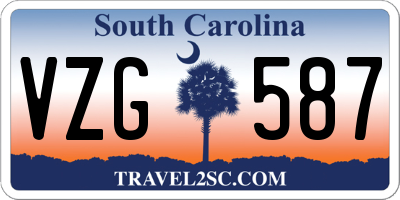 SC license plate VZG587