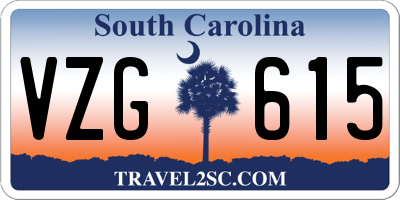 SC license plate VZG615