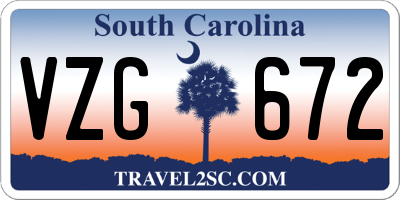 SC license plate VZG672