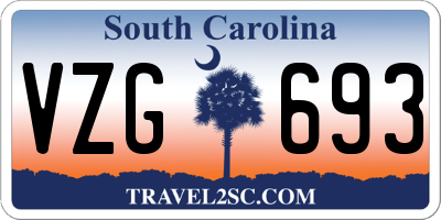 SC license plate VZG693