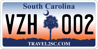 SC license plate VZH002