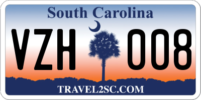 SC license plate VZH008