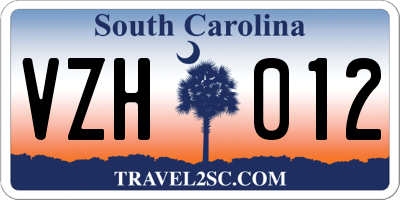SC license plate VZH012