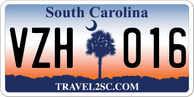SC license plate VZH016