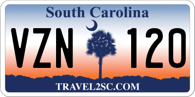 SC license plate VZN120