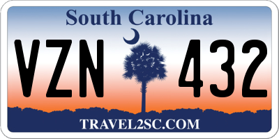 SC license plate VZN432