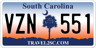 SC license plate VZN551