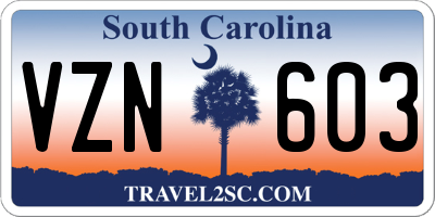 SC license plate VZN603