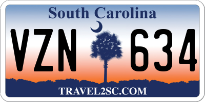 SC license plate VZN634