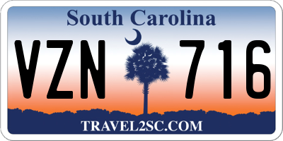 SC license plate VZN716