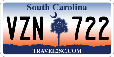 SC license plate VZN722