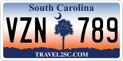 SC license plate VZN789
