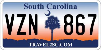 SC license plate VZN867