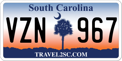 SC license plate VZN967