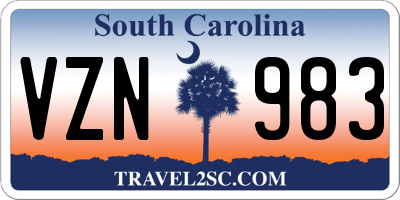 SC license plate VZN983