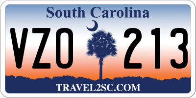 SC license plate VZO213