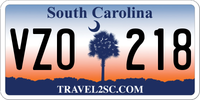 SC license plate VZO218