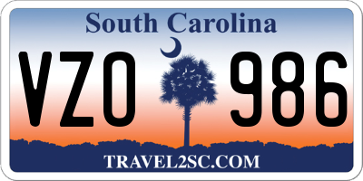 SC license plate VZO986