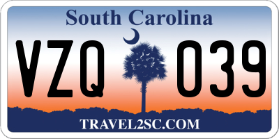 SC license plate VZQ039