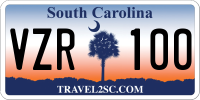 SC license plate VZR100