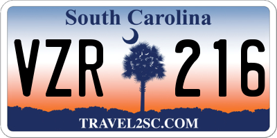 SC license plate VZR216