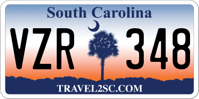 SC license plate VZR348