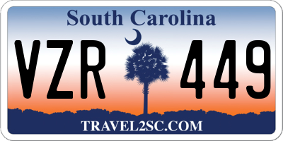 SC license plate VZR449